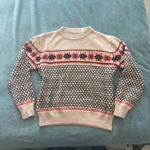 Autumn Pattern Knit Sweater Red Black and Cream